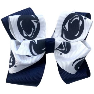 double bow navy and white ribbons with repeating Penn State Athletic Logos